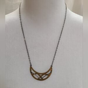 Vintage MWS Mark Wasserman Samara Mixed Metal Necklace On Sterling Chain